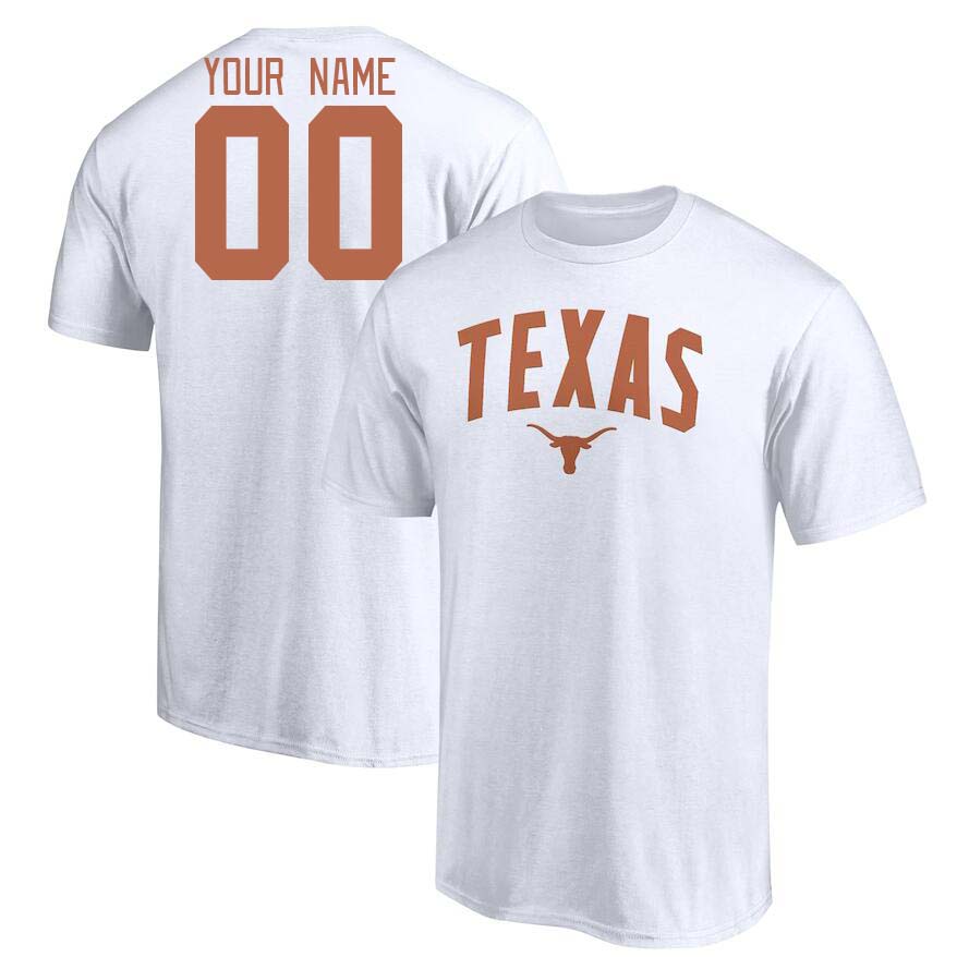 Custom Texas Longhorns Name And Number College Tshirt-White